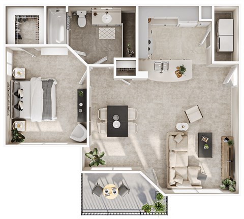 a floor plan of a house with a bedroom and a living room